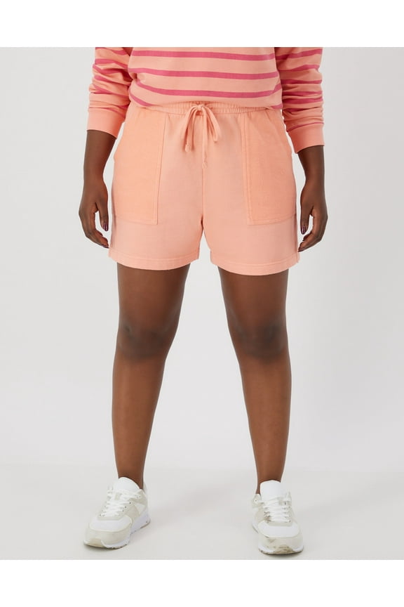 Women's Garment Dyed French Terry Shorts, 4" Cameo Stone Pink L