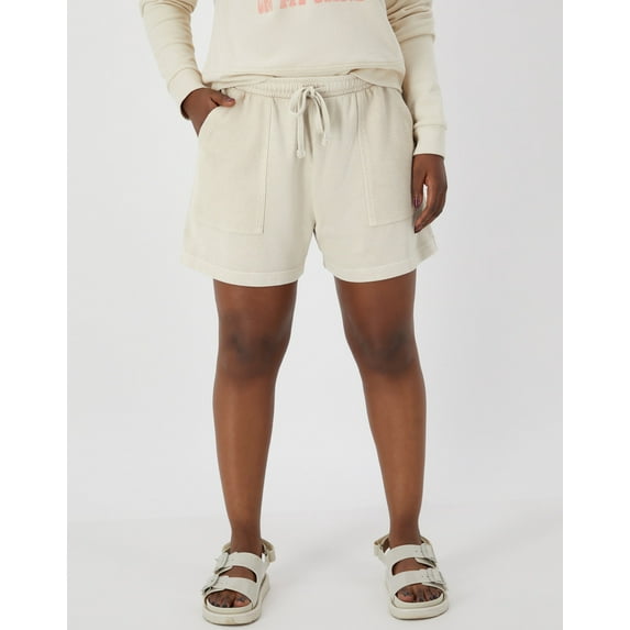 Hanes Women's Garment Dyed French Terry Shorts, 4" Pebblestone XL
