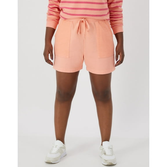 Hanes Women's Garment Dyed French Terry Shorts, 5" (Plus Size) Cameo Stone 4X