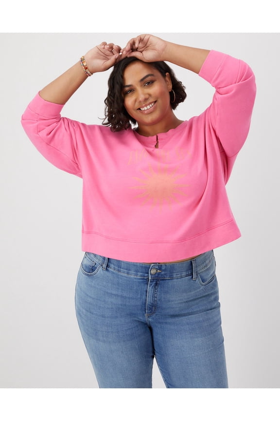 Women's Garment Dyed French Terry Sweatshirt (Plus Size) Reef Pink 4X