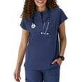 thumbnail image 1 of Hanes Women's Top with Mandarin Collar, Moisture-Wicking Stretch Scrub Shirt, Athletic Navy, 2XL, 1 of 6
