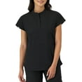 thumbnail image 1 of Hanes Women's Top with Mandarin Collar, Moisture-Wicking Stretch Scrub Shirt, New Ebony, S, 1 of 6