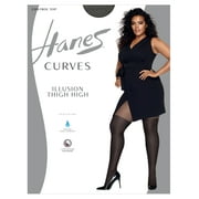 Hanes Women's Illusion Thigh High Tights, Control Top Black 3X/4X