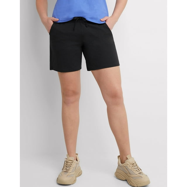 Hanes Women's Jersey Pocket Shorts, 7" Black XL