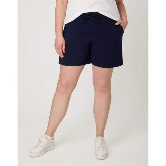 Hanes Women's Jersey Pocket Shorts, 7" Navy M