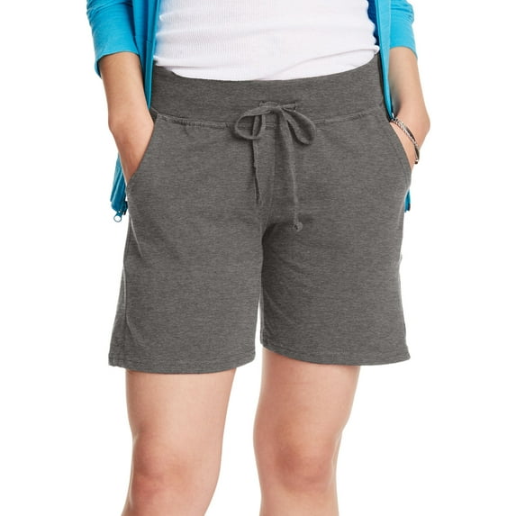 Hanes Women's Jersey Pocket Shorts, 7" Charcoal Heather S