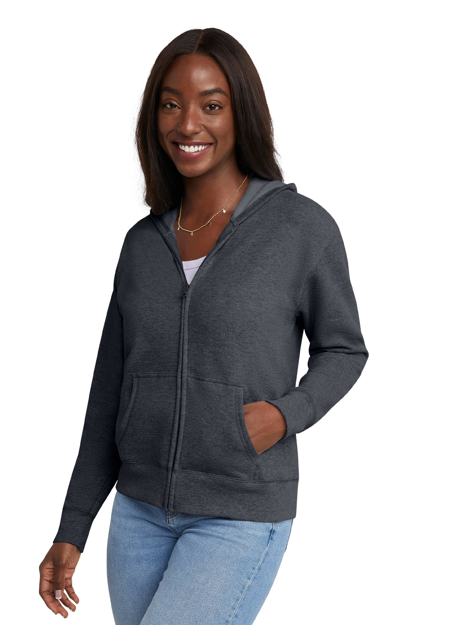 Hanes Women's Lightweight Fleece Zip Up Hoodie, Sizes S-XXL - Walmart.com