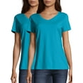 thumbnail image 1 of Hanes Women's Lightweight Nano-T Short Sleeve V-neck Tee (2-pack), 1 of 6