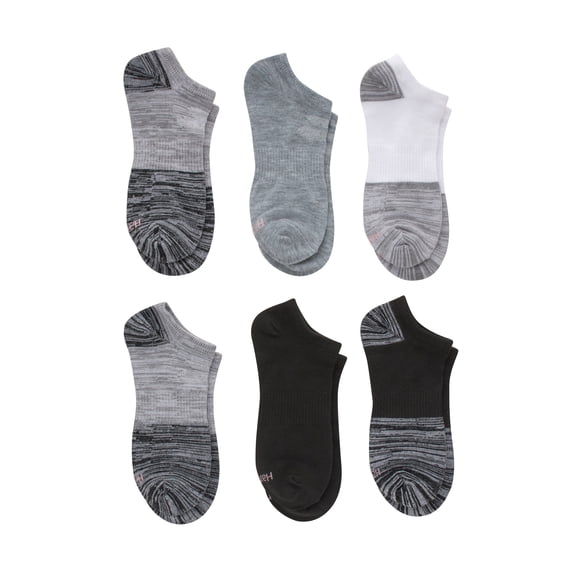 Hanes Women's Lightweight Performance No Show Socks, 6-Pairs Grey 5-9