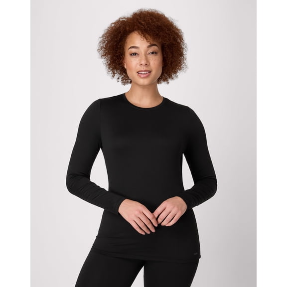 Hanes Women's Long-Sleeve Baselayer Tee, Crewneck Black M
