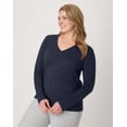 thumbnail image 1 of Hanes Women's Long Sleeve Cotton V-Neck T-Shirt Navy XL, 1 of 7