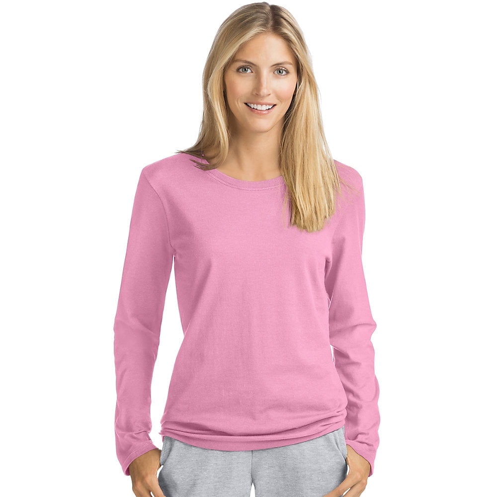 Hanes Women's Long-Sleeve Crewneck T-Shirt - O9133 - Walmart.com