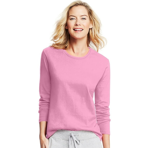 Hanes Women's Long-Sleeve Crewneck T-Shirt, Style O9133