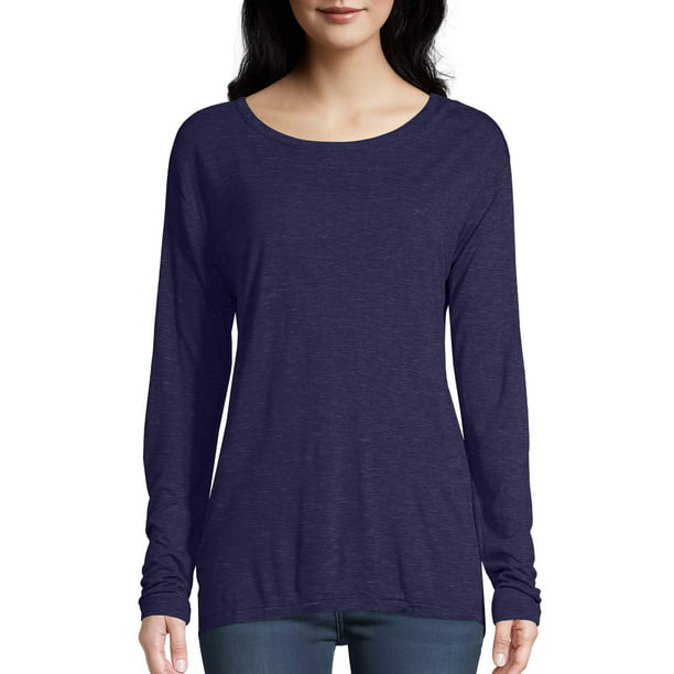 Hanes Women's Long-Sleeve Lace Panel Tee - Walmart.com