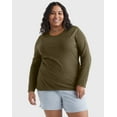 thumbnail image 1 of Hanes Women’s Long Sleeve Scoop Neck Cotton T-Shirt (Plus Size) Oregano 4X, 1 of 5