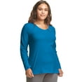 thumbnail image 1 of Hanes Women's Long Sleeve V-Neck Cotton T-Shirt (Plus Size) Deep Dive 2X, 1 of 3