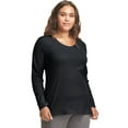 thumbnail image 1 of Hanes Women's Long Sleeve V-Neck Cotton T-Shirt (Plus Size) Ebony 1X, 1 of 2