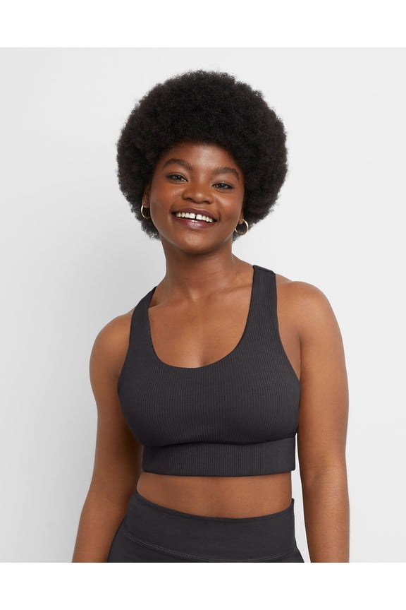 Women's Longline Racerback Sports Bra, Moderate Support Black S