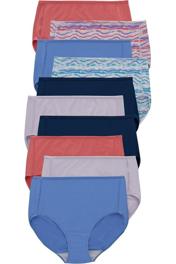 Women's Microfiber Panties Pack, Moisture-Wicking Stretch Underwear, Assorted, 10-Pack, Size: 6-10