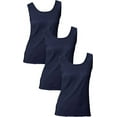thumbnail image 1 of Hanes Women`s Mini-Ribbed Cotton Tank (Pack of 3) 3 Hanes Navy, 1 of 1
