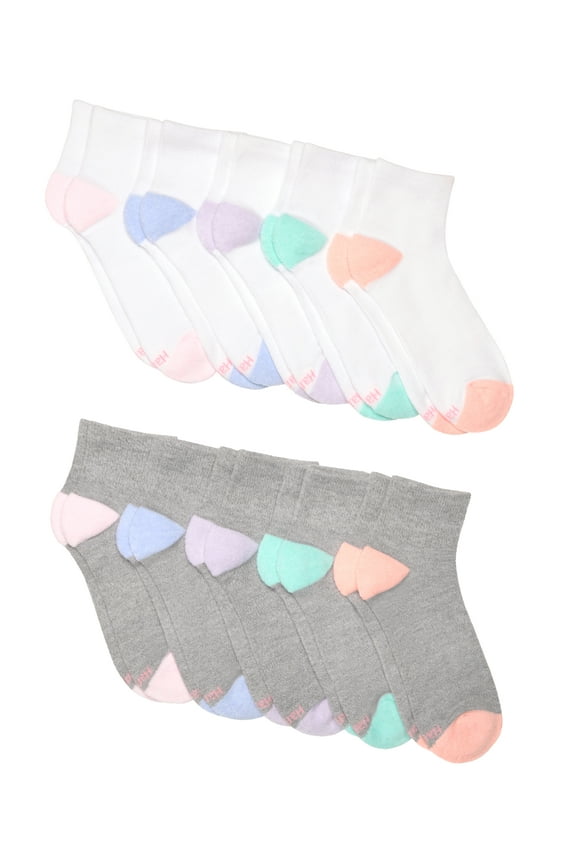 Women's Moves 10 Pair Cushion Ankle White Grey, Size 5-9