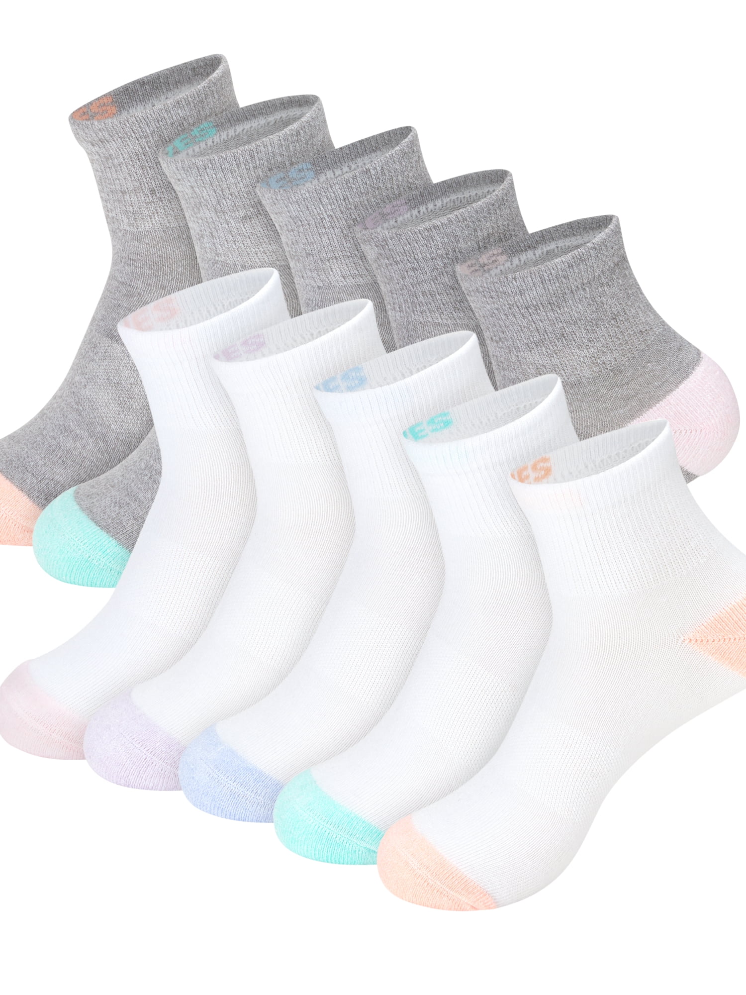 Women's Moves 10 Pair Cushion Ankle White Grey, Size 5-9