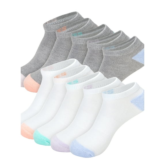 Hanes Women's Moves 10 Pair Cushion No Show White Grey, Size 5-9