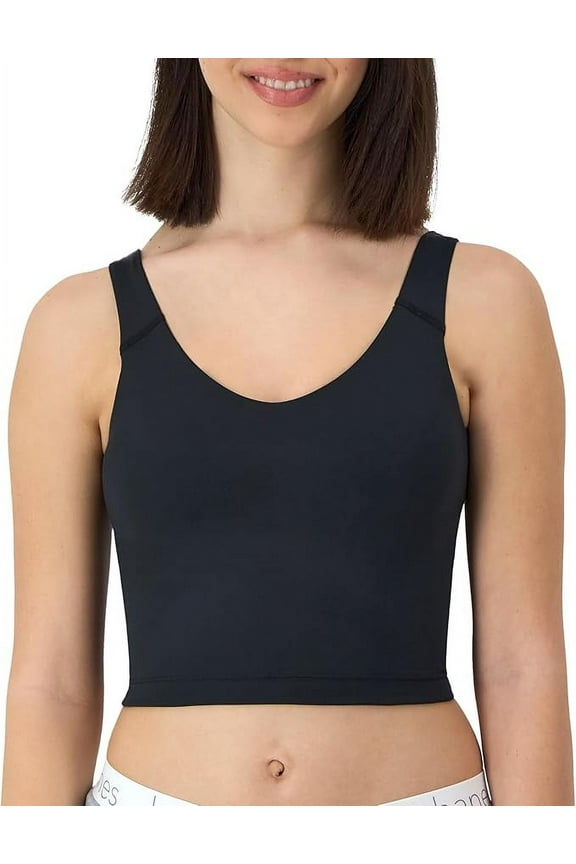Women's Moves Bralette, V-Neck Cropped Pullover, Built-in Shelf Bra, Odor Control, Black, Size: S-XXL