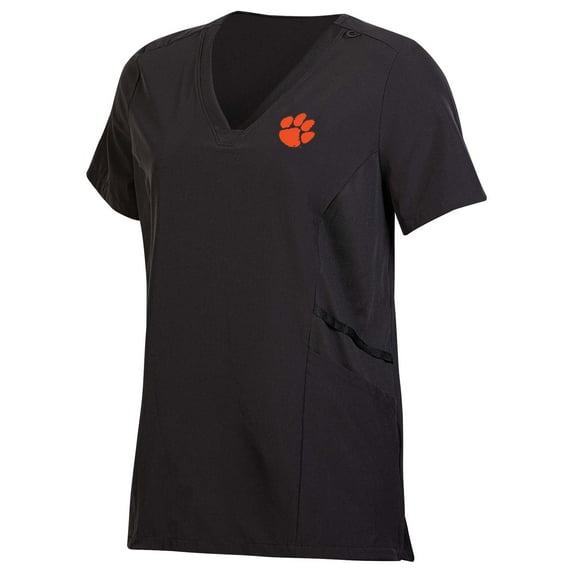 Hanes Women's NCAA Clemson Tigers Black Comfort Fit Scrub V-Neck Top