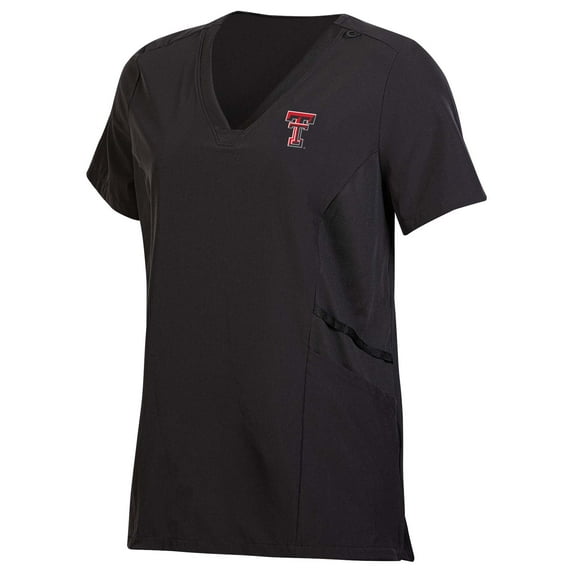 Hanes Women's NCAA Texas Tech Black Comfort Fit Scrub V-Neck Top