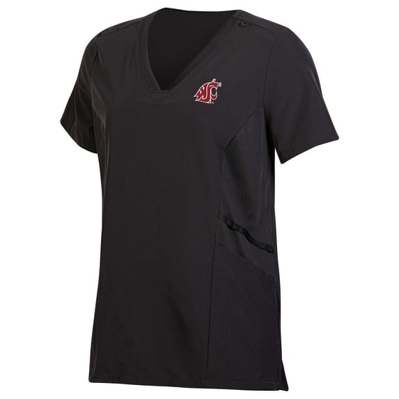 Hanes Women's NCAA Washington State Black Comfort Fit Scrub V-Neck Top