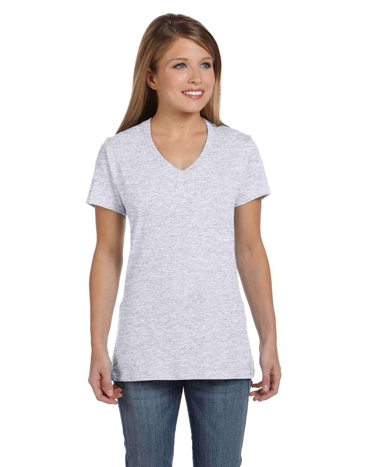Hanes Women's Nano-T& V-Neck T-Shirt , S04V , Ash , X-Large - Walmart.com