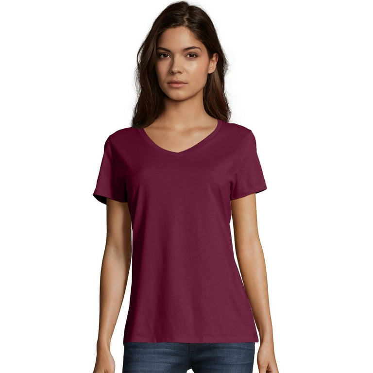 Hanes Perfect T Women s V Neck Cotton T Shirt Value 2 Pack