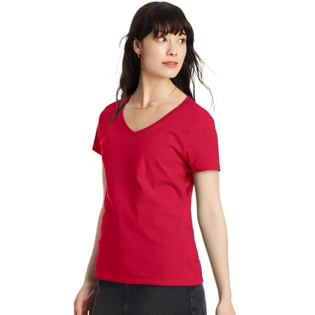 Hanes Perfect-T Women's V-Neck Cotton T-Shirt, Value 2-Pack - Walmart.com