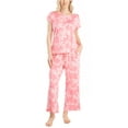 thumbnail image 1 of Hanes Women's New Mood Sleep and Lounge Pajama Set , Pink Vines, Large, 1 of 5