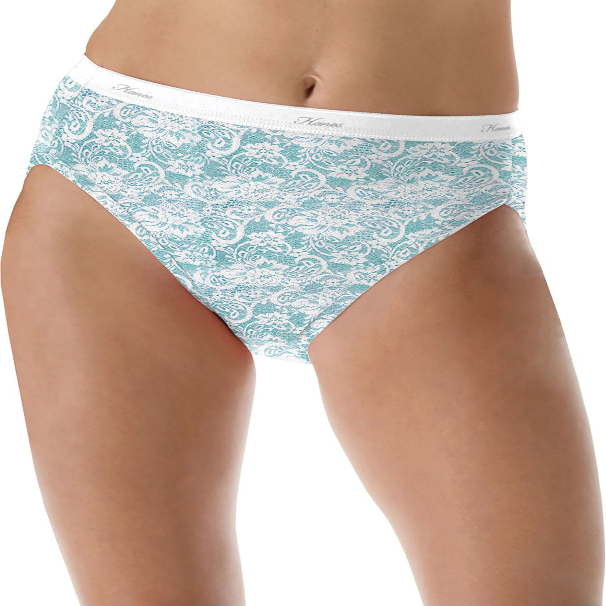 Hanes Women's No Ride Up Cotton Hi-Cut Panties 6-Pack, Style PP43WB 