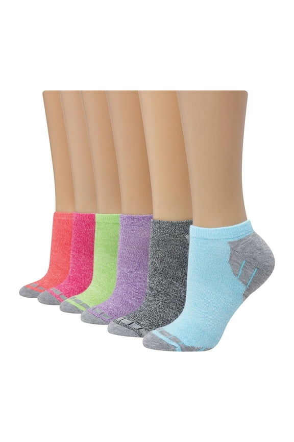 Women's No-Show Socks 6-Pairs Comfort Fit Pack X-Temp Zone Cushioning