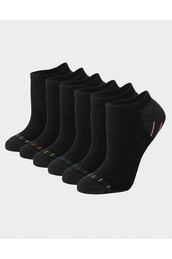 Comfort Fit Women's No-Show Socks, 6-Pairs Assorted Black/Grey 5-9