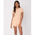 thumbnail image 1 of Hanes Originals SuperSoft Comfywear Women’s Ribbed Babydoll Tee & Shorts Pajama Set - Soft Loungewear Mellow Peach/Mellow Peach L, 1 of 6