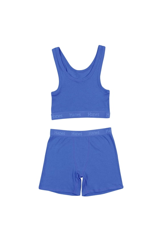 Women's Originals 2-Piece Lounge, Comfywear Supersoft Crop Top & Boxer Shorts Loungewear Set, Frosted PERI/Frosted PERI, X Small