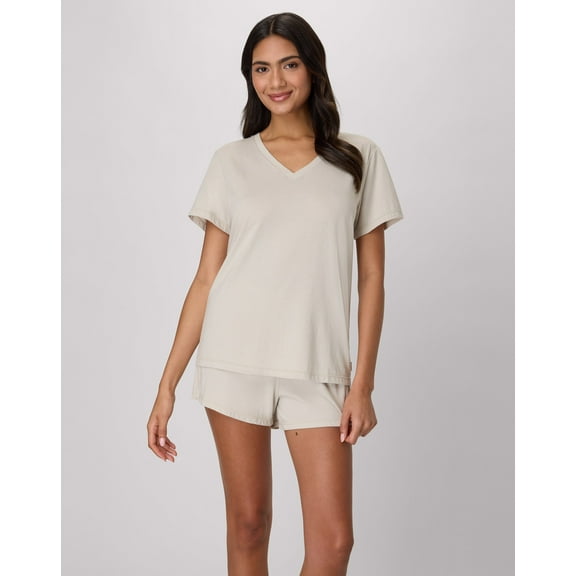 Hanes Women's V-neck & Short Set Cocoa Butter/Cocoa Butter XL