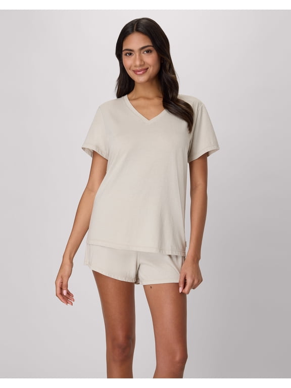 Originals SuperSoft Comfywear Women's Pajama Set, Loungewear T-Shirt & Sleep Shorts Cocoa Butter/Cocoa Butter M