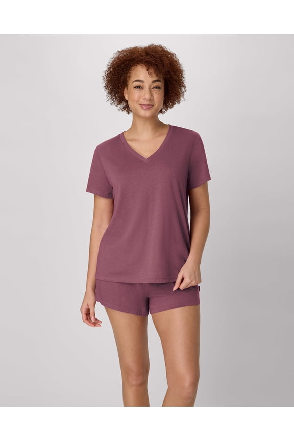 Originals SuperSoft Comfywear Women's Pajama Set, Loungewear T-Shirt & Sleep Shorts Mauve Mood/Mauve Mood L