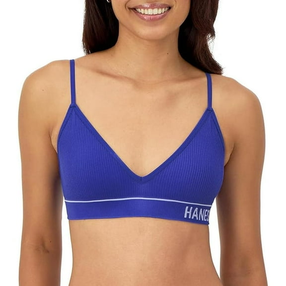 Hanes Women's Originals Seamless Triangle Rib Bralette, Soft Ribbed Bra, Comfortflex Fit