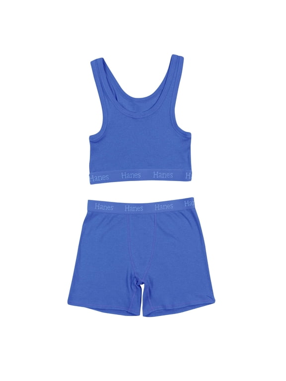 Women's Originals 2-Piece Lounge, Comfywear Supersoft Crop Top & Boxer Shorts Loungewear Set, Frosted PERI/Frosted PERI, Medium