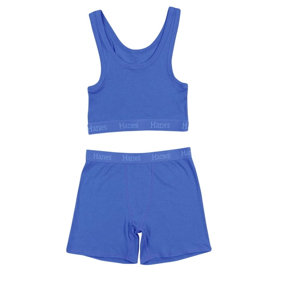 Hanes Women's Originals Supersoft Crop Top & Boxer Shorts Set, Comfywear Loungewear Set