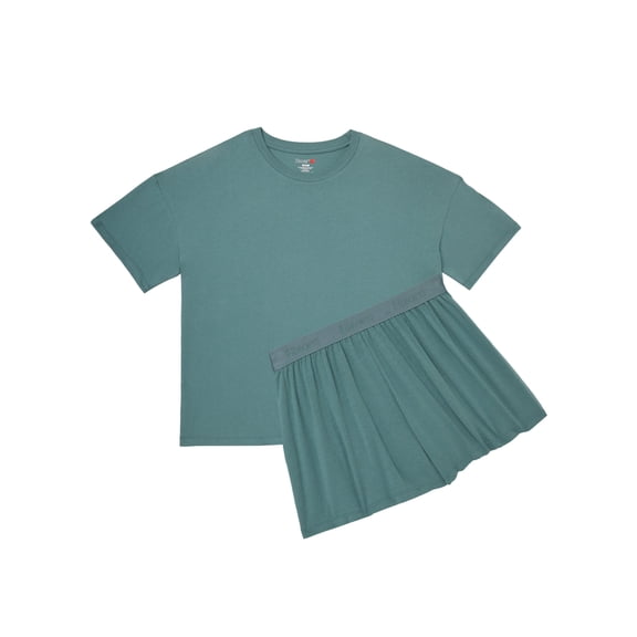 Hanes Comfywear Women's Pajama Set, Loungewear Top & Sleep Shorts Faded Sage Green/Faded Gr XS