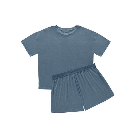 Hanes Comfywear Women's Pajama Set, Loungewear Top & Sleep Shorts Stargazer Grey/Stargazer Grey 2XL