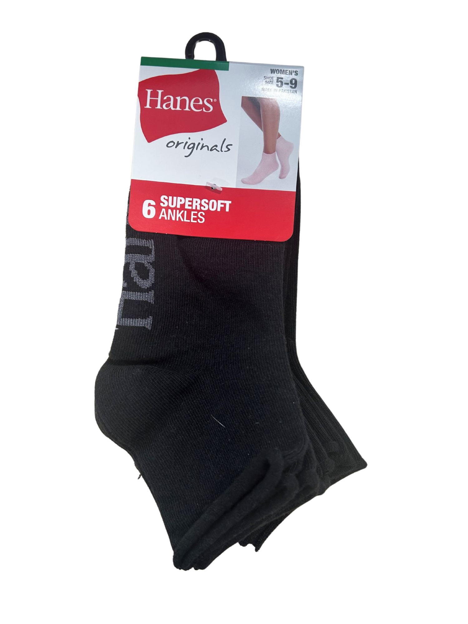 Hanes Women's Originals Supersoft Mid Crew Flat Knit Socks 6