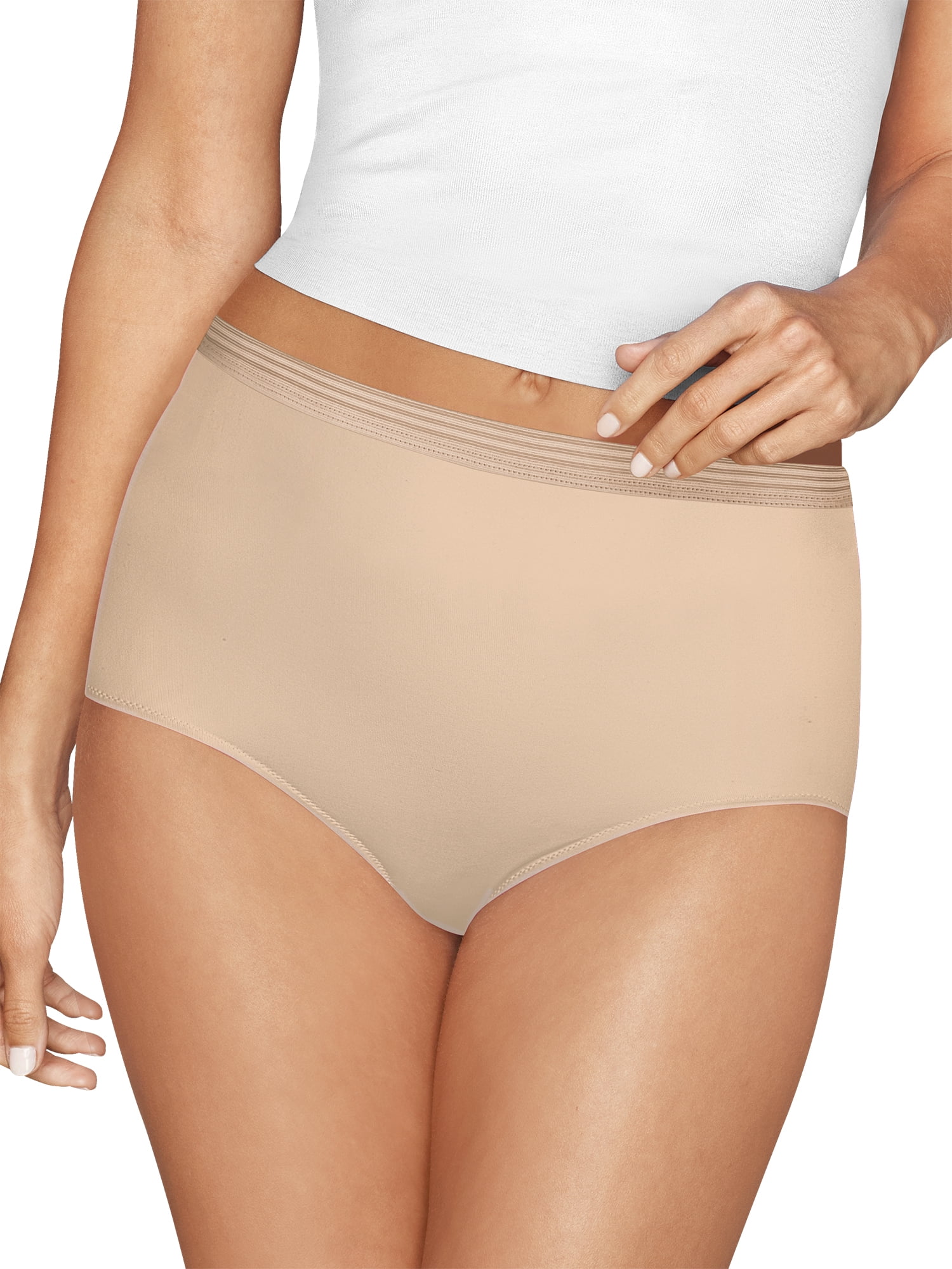 Hanes Women's Perfect Match Nude Cotton Brief, 4-Pack